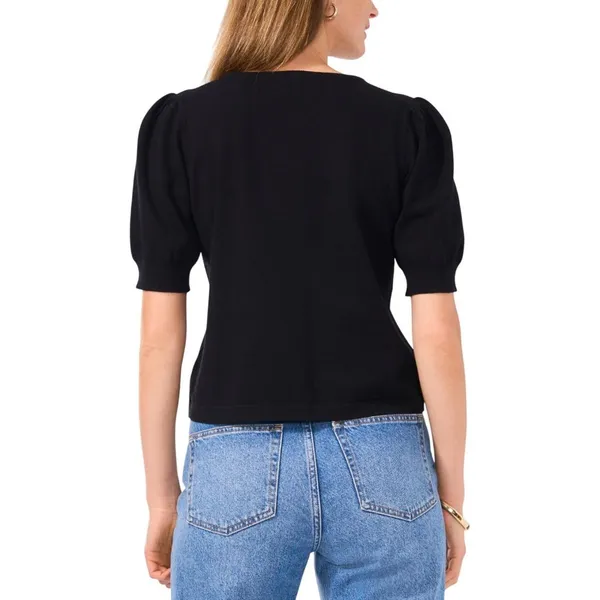 NWT Sam and Jess Womens Short Puff-Sleeve Sweater TA93148041BS Black L - Image 4