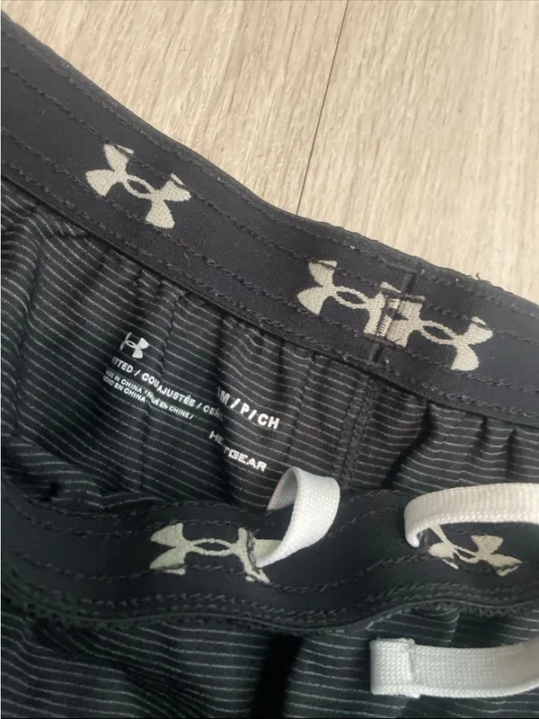 Under Armour Black Athletic Shorts with White Side Panels - Image 2