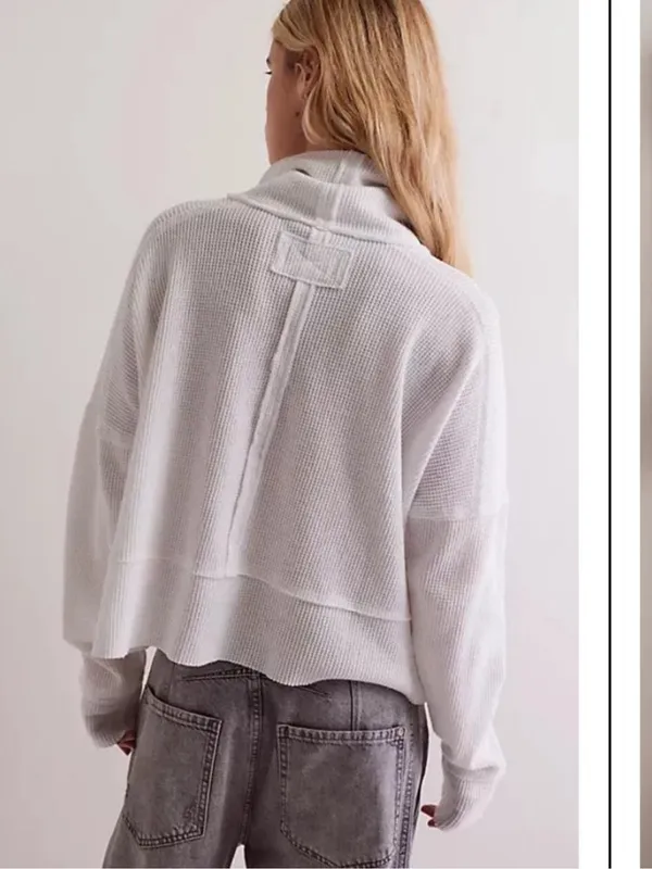 We‎ The Free Highland White Waffle Knit Oversized Turtleneck Size Small - Image 2
