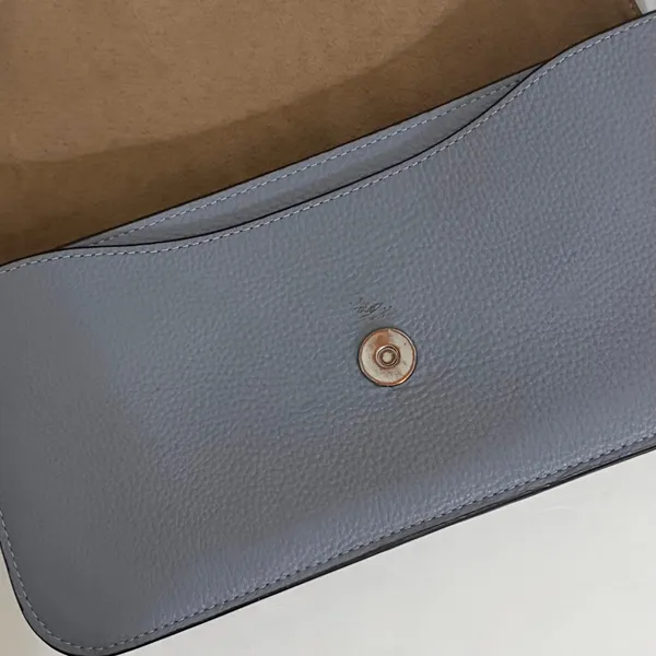 COACH Morgan CL461 Grey Mist Pebble Leather Shoulder Bag Silver Hardware - Image 8