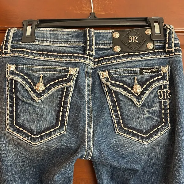 Miss Me Blue Boot Cut Jeans with Classic Fading - Image 4