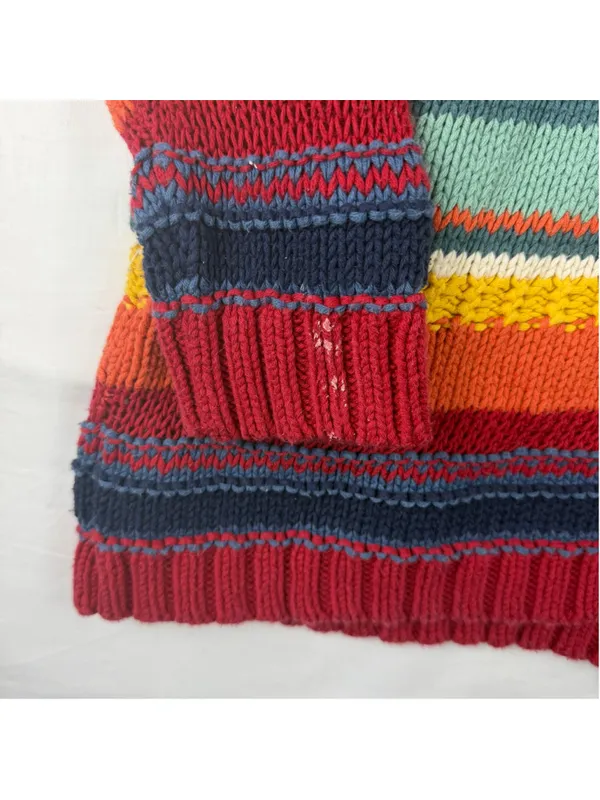 Chaps 1X Stripe Chunky Knit Sweater Heavyweight Grandmacore Pullover Boho Retro - Image 6