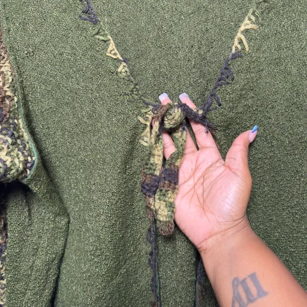 Women‎ Tie Front Goblincore Knit Cardigan Sweater Large Green Boho Gremlin - Image 4