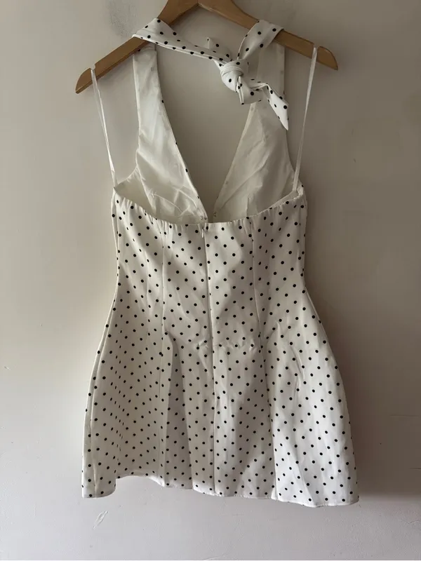 One and Only Collective Polka Dot Halter Style Mini Dress - Image 6