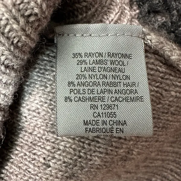 360 Sweater Womens Open Knit Back Panel Lambswool Blend Taupe L Minimalist Luxe - Image 7