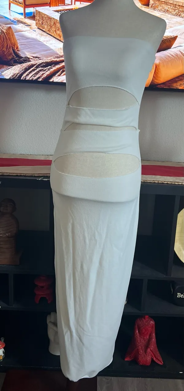 Womens medium Zara White Strapless Cut-Out Maxi Dress - Image 3