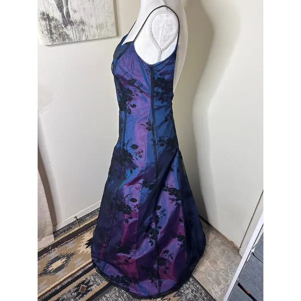 VTG Steppin' Out Blue Purple Iridescent Prom Dress Gown Whimsigoth Fairy 90s Y2K - Image 3