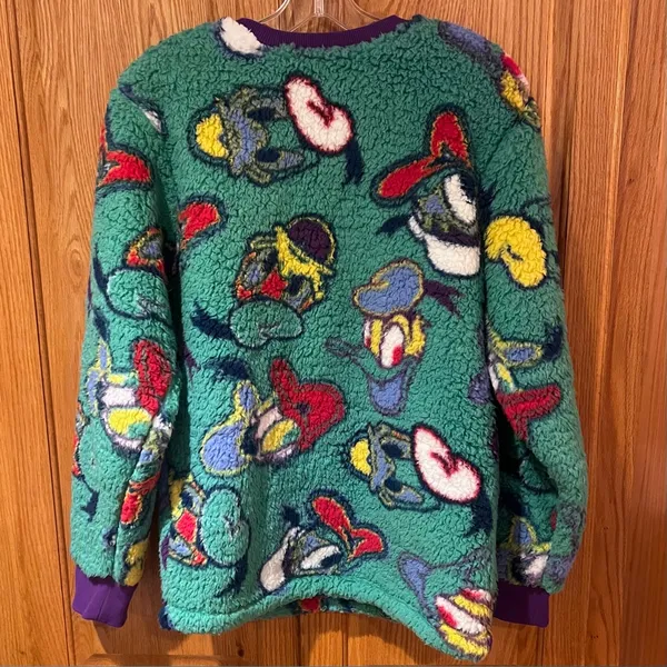 Disney Parks Donald Duck Sherpa‎ Fleece Pullover Crewneck Sweater Sweatshirt XS - Image 6
