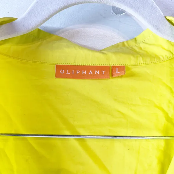 Oliphant Tuckernuck Cotton Poplin Short Sleeve Mini Shift Dress Yellow Large - Image 3