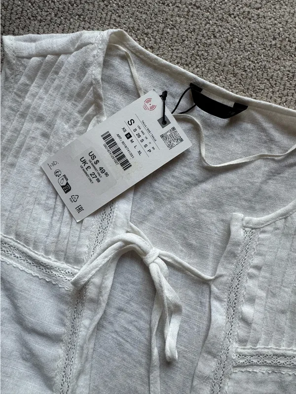 NEW Zara White Tie-Front Top - Image 4