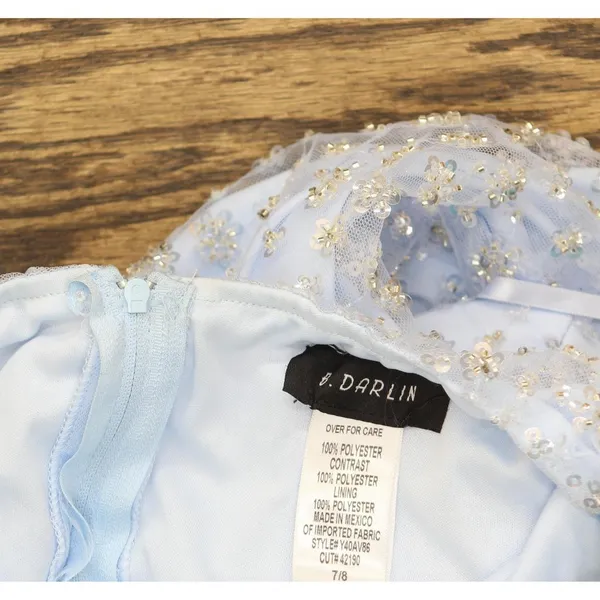 B. Darlin Juniors Sequined Banded Open-Back Bodycon Dress Light Blue 7/8 - Image 4