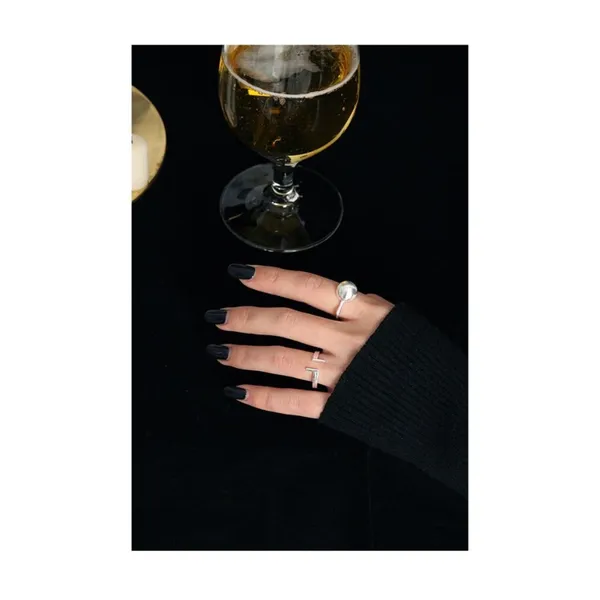 NEW Women's‎ Split Bar White Gold Plated S925 Band Ring Silver Adjustable - Image 10
