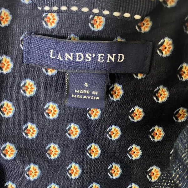 Vintage Inspired Lands’ End Women’s Size 4 Floral Accent Denim Utility Jacket - Image 9