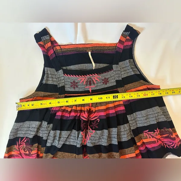 Free People Vintage-Inspired Swing Knit Tank Top XSmall Peak-A-Boo Back, Striped - Image 2