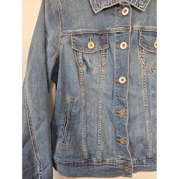 Torrid Classic Denim Trucker Jean Jacket Medium Wash 90s Country Grunge Rodeo 0L - Image 5