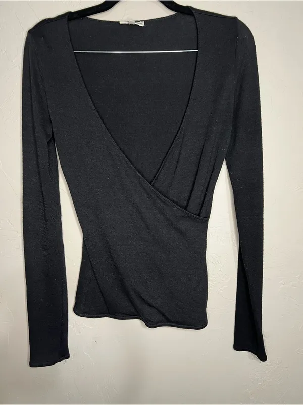Wilfred Free Aritzia Black Faux Wrap Ballerina‎ Long Sleeve Top - Image 2