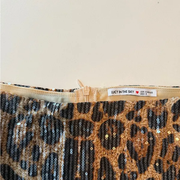 Lucy in the Sky Sequin Mini Skort in Cheetah Print - Image 3