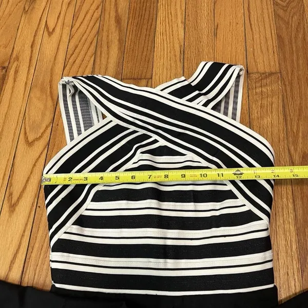 Anthropologie Maeve NWT Black White Crosswise Flare Bandage Dress‎ Size 2 - Image 8