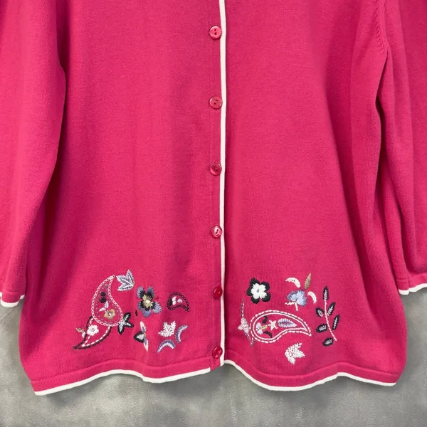 Breckenridge Cardigan Sweater Women XL Embroidered Cotton Cottage‎ Boho Indie - Image 3
