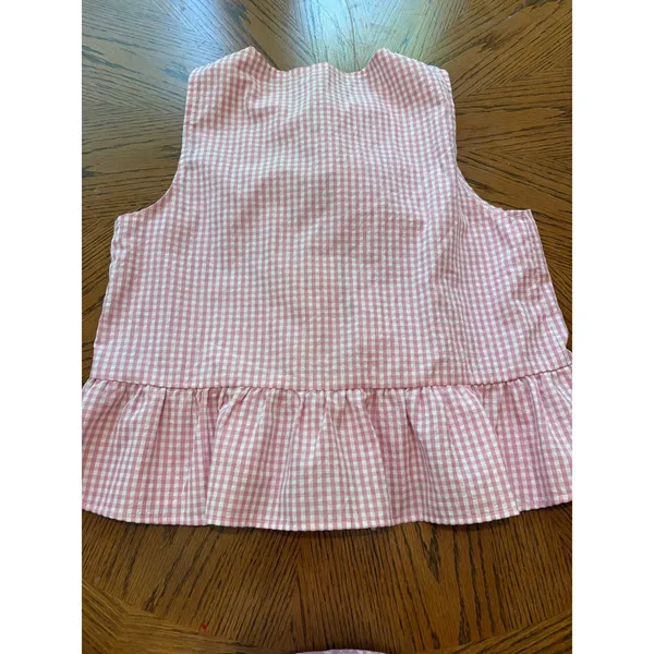 Unbranded Gingham Pajama Set Women Large Pink Bow Peplum Shorts Loungewear - Image 6