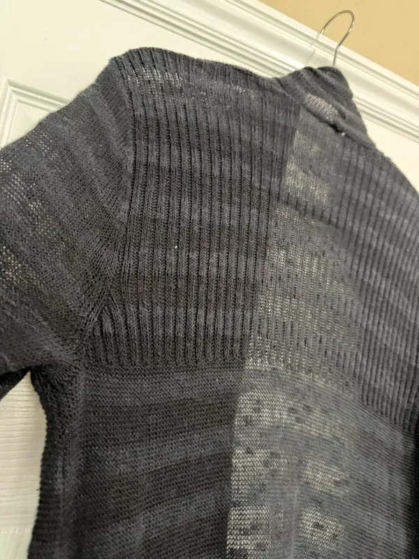 FREE PEOPLE Sheer Stripe Duster Long Line Open Cardigan Sweater - Size XS - Image 8