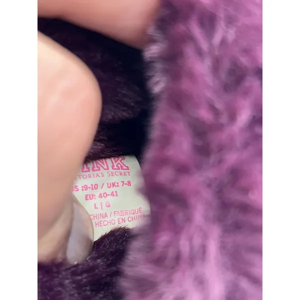 PINK Victoria's Secret Shoes Womens Size 9.5 Purple Furry Slide Slippers Logo - Image 8