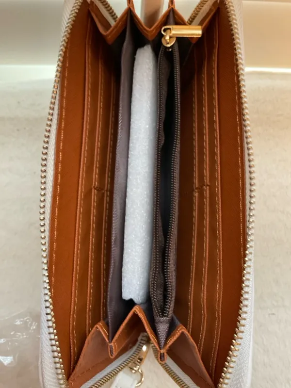 White Textured Wristlet Clutch with Detachable Strap - Image 5