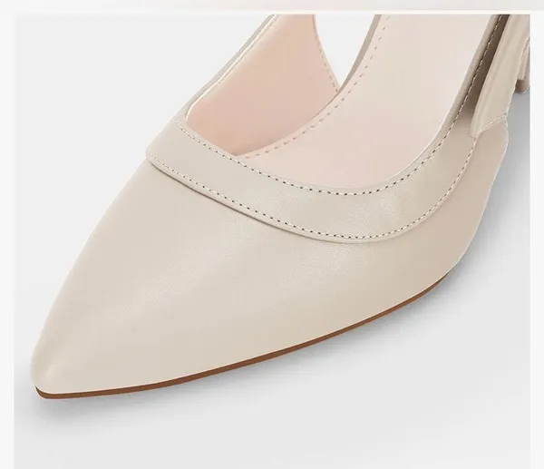 NEW Nude Pointed Toe High Heels Slingback Bowknot Formal Pumps Shoes 9 - Image 5