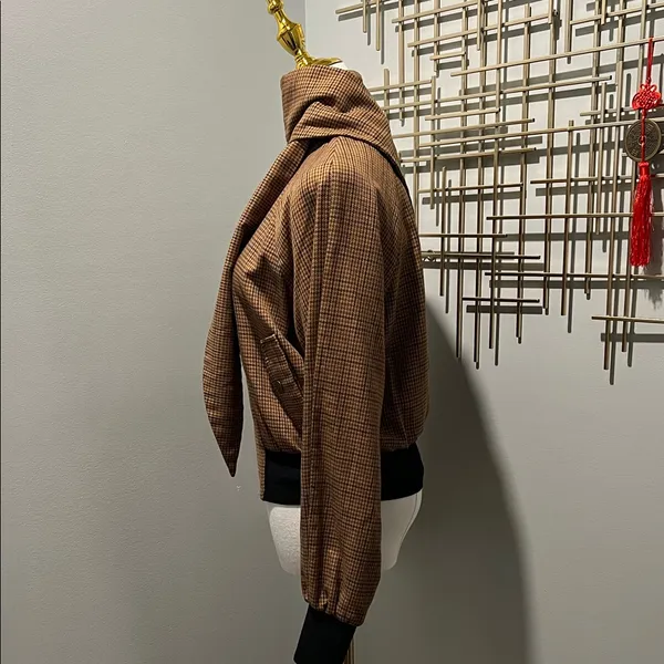 Forever 21 Brown Checkered Earhart Bomber Jacket - Image 4
