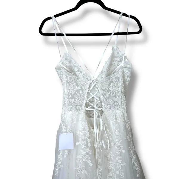 NEW Lulus Luxe Bridal Glorious Luxury Sheer Tulle Embroidered Wedding Maxi Dress - Image 8