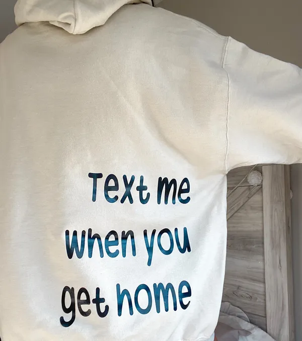 Text me when you get home hoodie Tan Size M - Image 2