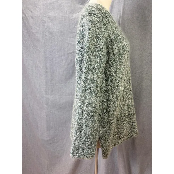 Vintage 90s All Points Green Marled Silk Blend Textured V Neck Sweater M - Image 5