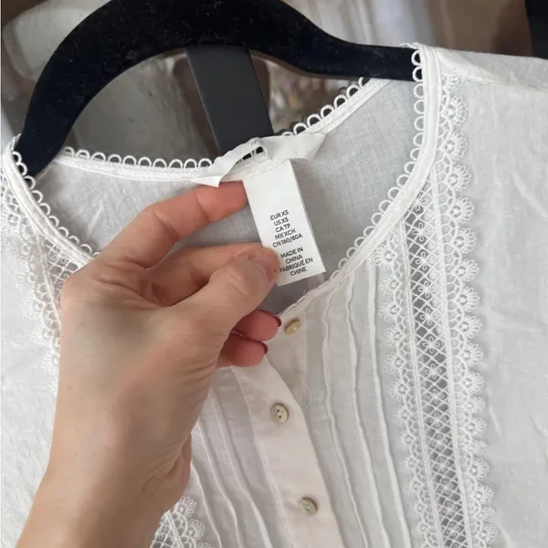 H&M mini dress lace embroidered pintuck ruffle short flutter sleeve ladder - Image 3