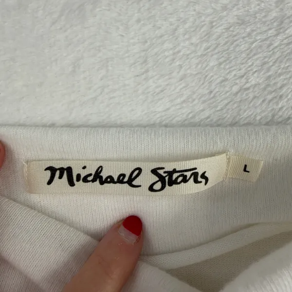 Michael Stars L Large Madison Brushed Jersey Long Sleeve Dolman Mock Neck White‎ - Image 5