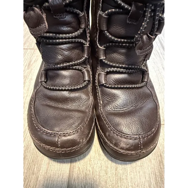 FitFlop Mukluk Leather Shearling Lined Winter Boots Brown Womens‎ 6 - Image 3