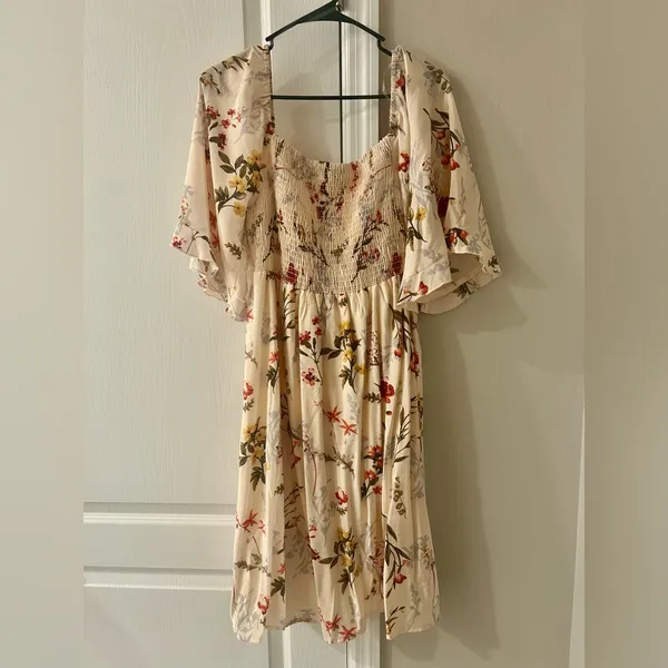 GILLI Floral Smocked Square Neck Romantic Cottagecore Elegance Mini Dress - Image 6