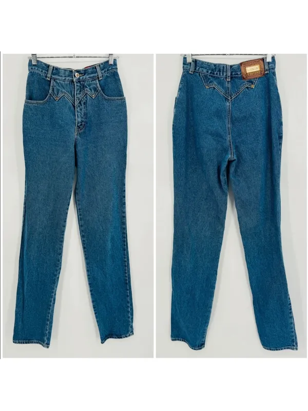 90’s Lawman Western High Rise Blue Jeans Size 6 Tall - Image 2