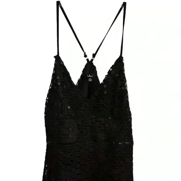 Lulus Women's XL Black Crochet‎ Sleeveless V-Neck Midi Dress-NWT - Image 3