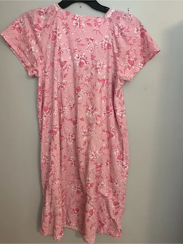 Aria Pink Floral Short Sleeve Nightgown with Lace Trim - Image 2