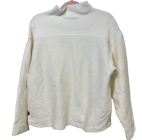 Madewell Cream Ottoman Ribbed Knit Funnel Neck Drop-Shoulder Oversize Top Size S - Image 7