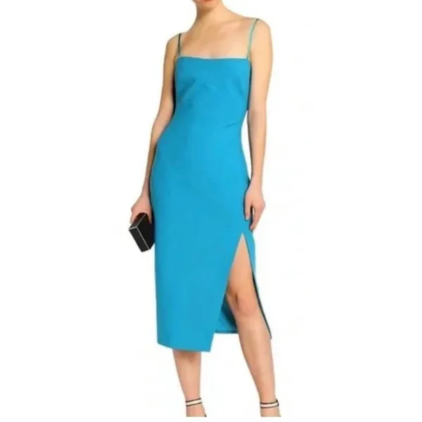 Cinq à Sept Blue Cairen Thigh slit bodycon midi dress WOMENS 0 - Image 2