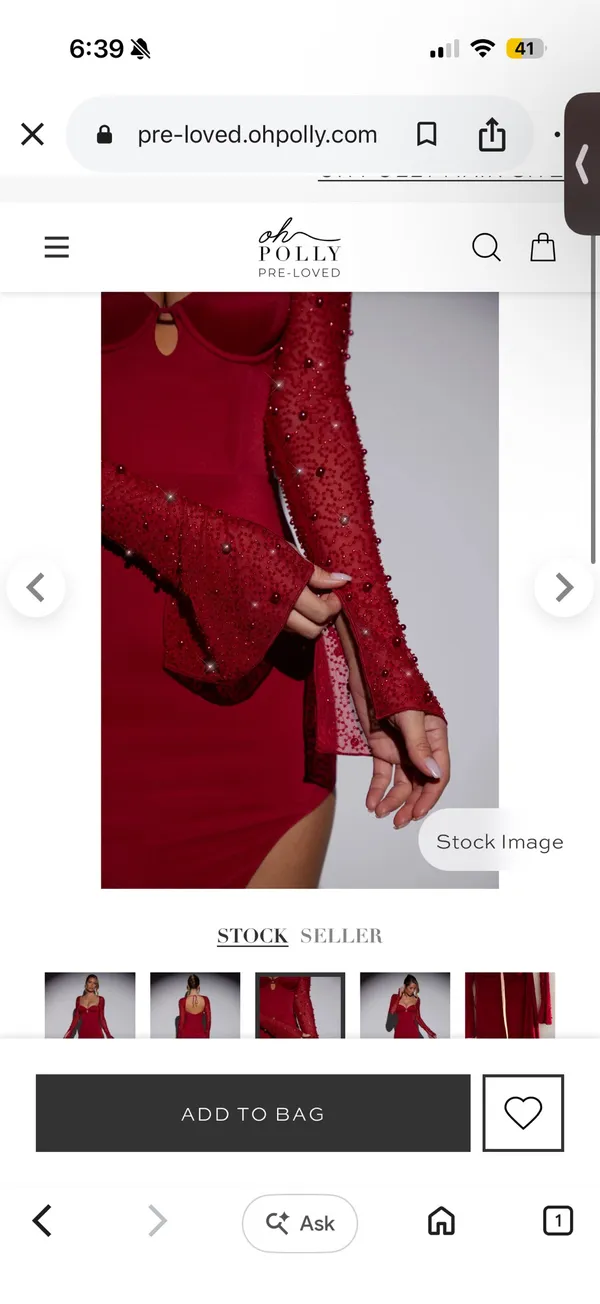 Oh Polly Embellished Side Split Maxi Dress in Red - Image 2