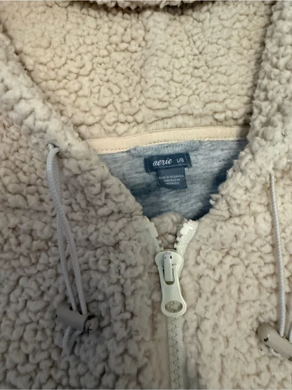 Aerie Teddy Sherpa Fleece Hoodie Jacket - Image 3