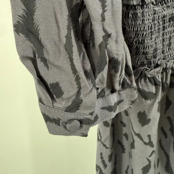 Rails Dress SZ Large Jasmine Ash Cheetah Animal Smock Waist Long Sleeve Button - Image 11