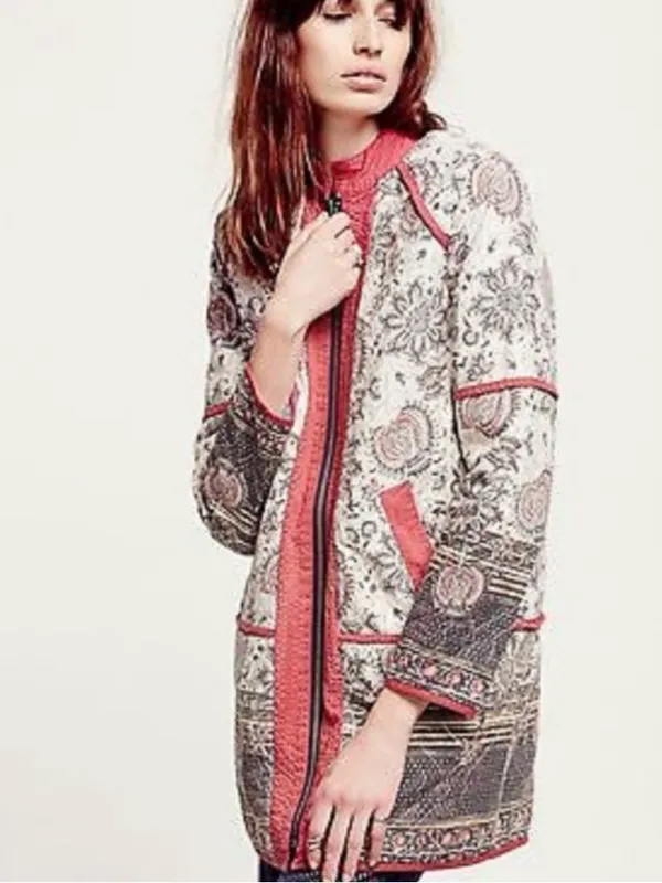 Free People Belario Reversible Quilted Jacket Cotton Small Boho - Image 2