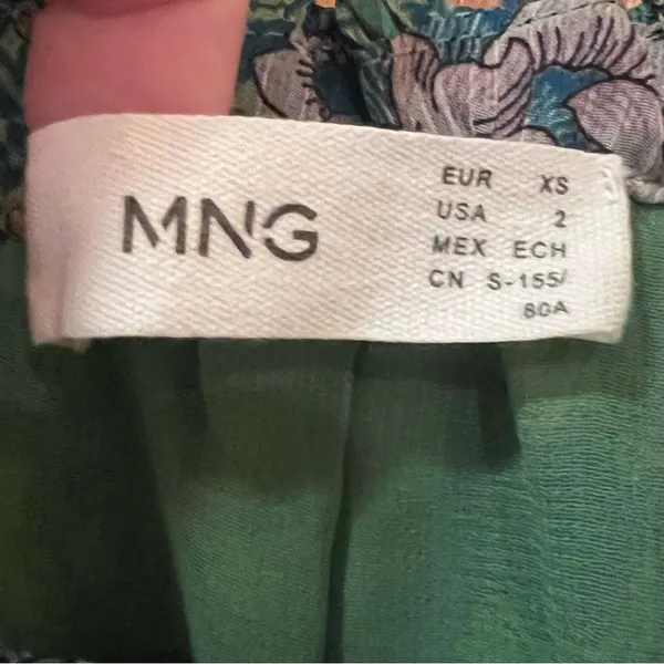 Mango Ruffle One-Shoulder Frill Hem‎ Floral Print Maxi Dress Green Size 2 - Image 10