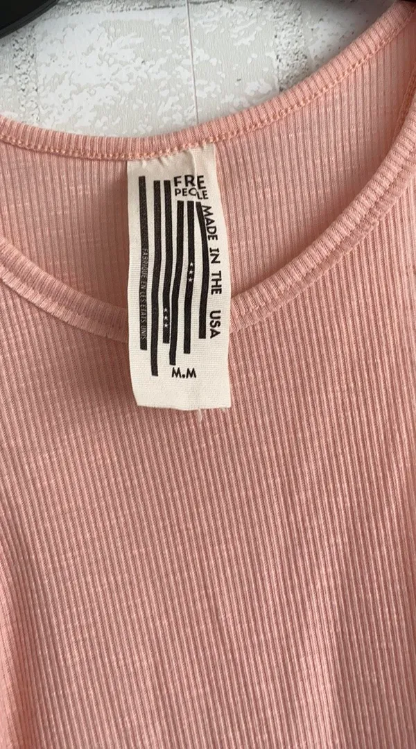 Free People Flowy Peach Tank Top Ribbed - Image 3