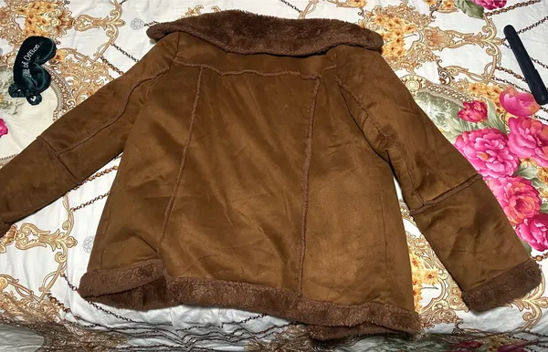 Style & Co Brown Faux Shearling Aviator Jacket - Image 6