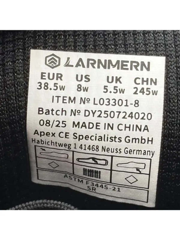 Larnmern L03301-8 Work Chef Shoes Womens 8 Black Slip Resistant Waterproof - Image 7