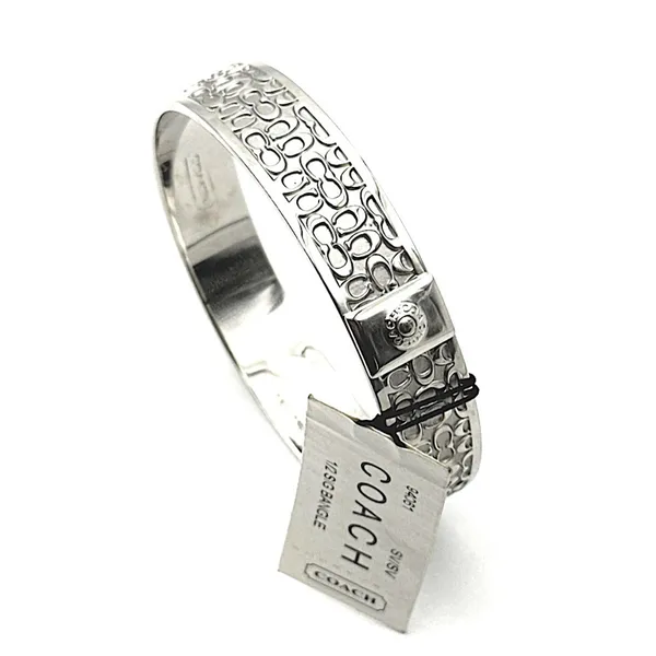 COACH Signature C Logo Silver Tone Bangle Bracelet NWT - Image 7